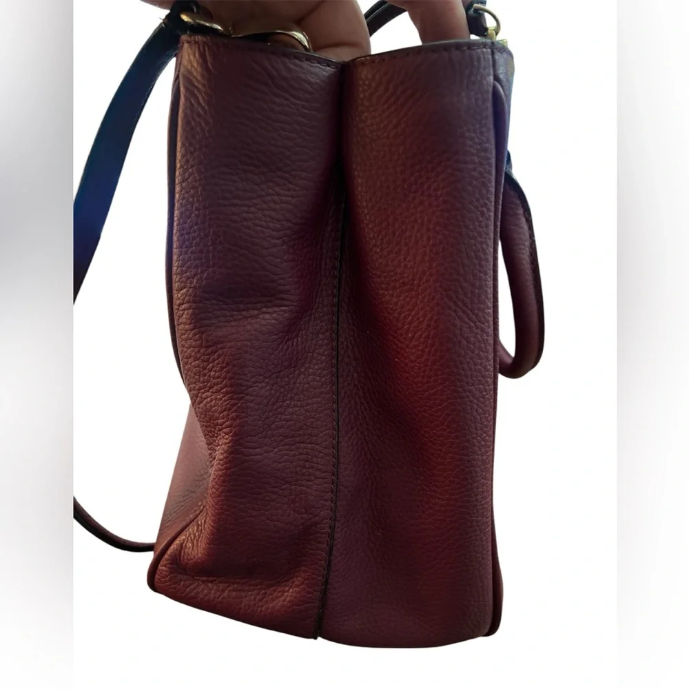 Kate Spade Tote Mulberry Street Leighann Large Burgundy Pebble Grain Leather Bag